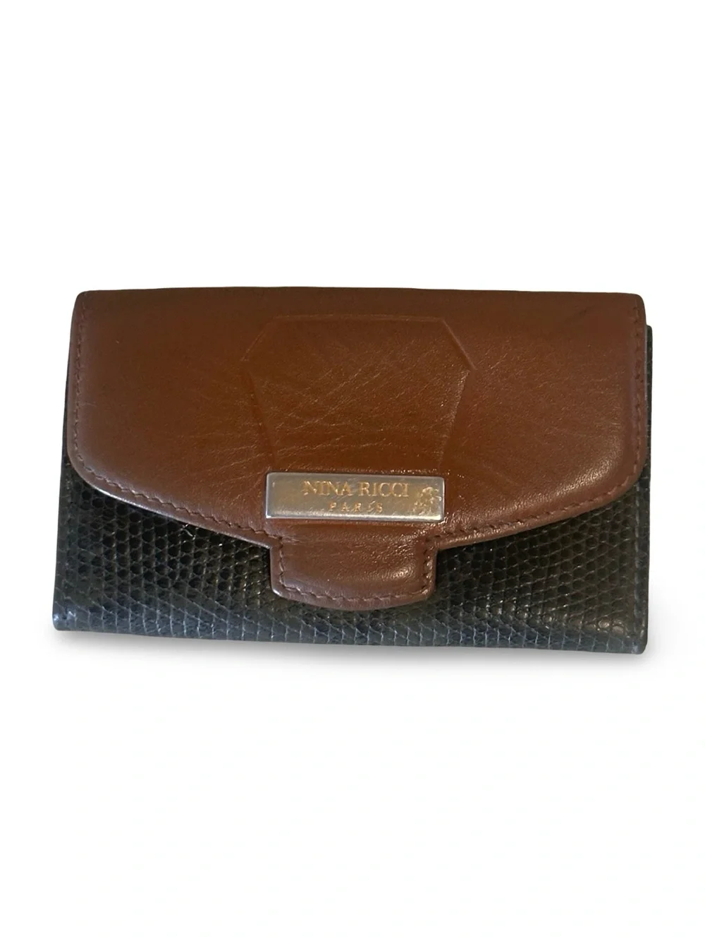 Nina Ricci Brown and Black Two-Tone Leather key Wallet
